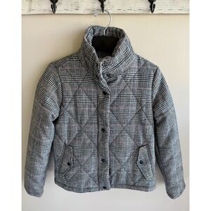 A NEW DAY PLAID QUILTED PUFFER JACKET GREY BLACK XS BARN COAT‎ MODERN VINTAGE